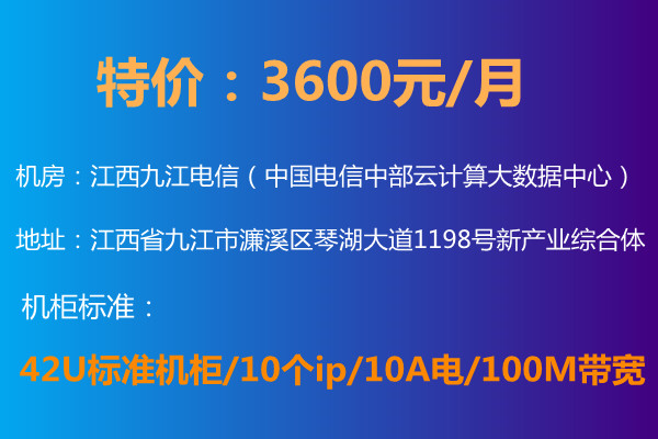 IDC電信機柜特價3600元/月 42U標準機柜/10ip/10A電/100M帶寬